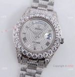 Iced Out Diamond Rolex Day Date 39mm Copy Watch Roman Markers
